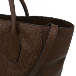 Pre Owned Prada Tobacco Vitello Daino Leather Shopper Tote Bag