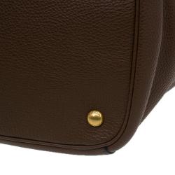 Pre Owned Prada Tobacco Vitello Daino Leather Shopper Tote Bag