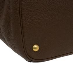 Pre Owned Prada Tobacco Vitello Daino Leather Shopper Tote Bag