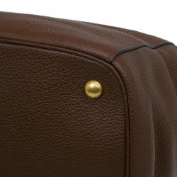 Pre Owned Prada Tobacco Vitello Daino Leather Shopper Tote Bag