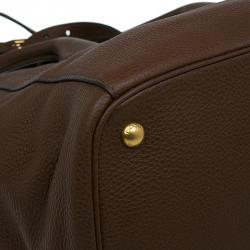 Pre Owned Prada Tobacco Vitello Daino Leather Shopper Tote Bag