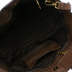 Pre Owned Prada Tobacco Vitello Daino Leather Shopper Tote Bag