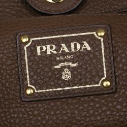 Pre Owned Prada Tobacco Vitello Daino Leather Shopper Tote Bag