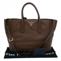 Pre Owned Prada Tobacco Vitello Daino Leather Shopper Tote Bag
