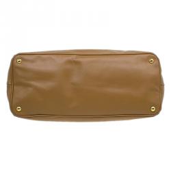 Pre Owned Prada Caramel Saffiano Lux Leather Large Double Zip Tote Bag