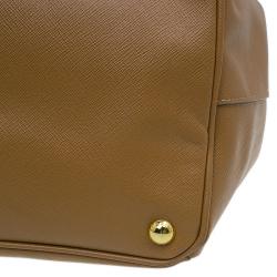 Pre Owned Prada Caramel Saffiano Lux Leather Large Double Zip Tote Bag