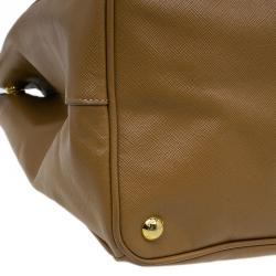 Pre Owned Prada Caramel Saffiano Lux Leather Large Double Zip Tote Bag