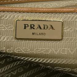 Pre Owned Prada Caramel Saffiano Lux Leather Large Double Zip Tote Bag