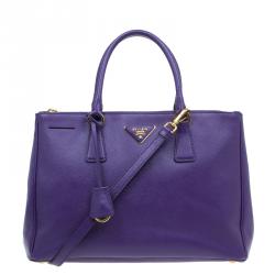 Prada Purple Saffiano Lux Leather Large Double Zip Tote at 1stDibs