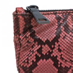 Pre Owned Prada Rosa Python Flat Zip Clutch