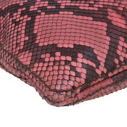 Pre Owned Prada Rosa Python Flat Zip Clutch