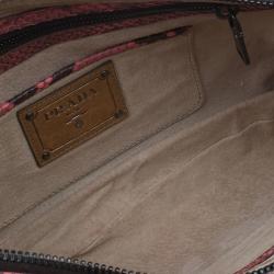 Pre Owned Prada Rosa Python Flat Zip Clutch