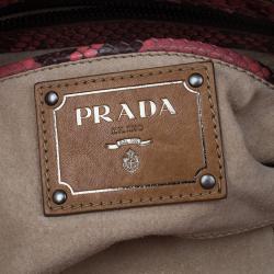 Pre Owned Prada Rosa Python Flat Zip Clutch