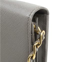 Pre Owned Prada Argilla Saffiano Metal Leather Wallet on Chain Clutch