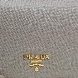 Pre Owned Prada Argilla Saffiano Metal Leather Wallet on Chain Clutch