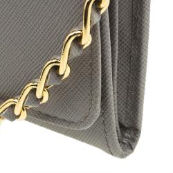 Pre Owned Prada Argilla Saffiano Metal Leather Wallet on Chain Clutch