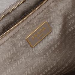Pre Owned Prada White Saffiano Lux Leather Double Zip Executive Tote 