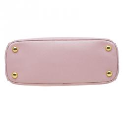 Pre Owned Prada Pink Saffiano Lux Leather Mini Double Zip Tote