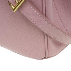 Pre Owned Prada Pink Saffiano Lux Leather Mini Double Zip Tote