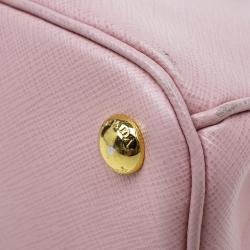 Pre Owned Prada Pink Saffiano Lux Leather Mini Double Zip Tote