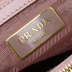 Pre Owned Prada Pink Saffiano Lux Leather Mini Double Zip Tote