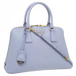 Pre Owned Prada Lilac Saffiano Lux Leather Medium Vernice Promenade Top Handle Bag