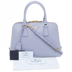 Pre Owned Prada Lilac Saffiano Lux Leather Medium Vernice Promenade Top Handle Bag