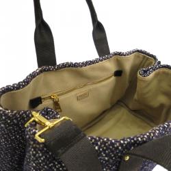 Pre Owned Prada Black Tweed Canapa Tote