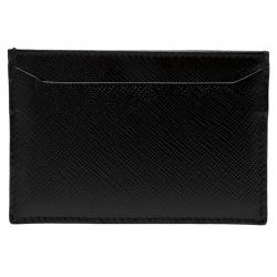 Pre Owned Prada Black Saffiano Patent Leather Card Holder