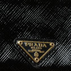 Pre Owned Prada Black Saffiano Patent Leather Card Holder