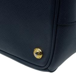 Pre Owned Prada Navy Blue Saffiano Lux Leather Small Double Zip Tote