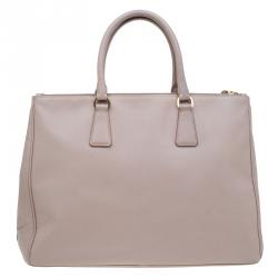 Pre Owned Prada Blush Pink Saffiano Lux Leather Large Double Zip Tote
