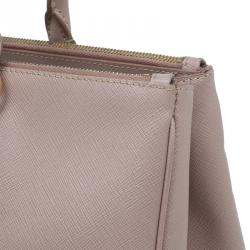 Pre Owned Prada Blush Pink Saffiano Lux Leather Large Double Zip Tote