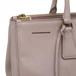 Pre Owned Prada Blush Pink Saffiano Lux Leather Large Double Zip Tote
