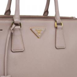 Pre Owned Prada Blush Pink Saffiano Lux Leather Large Double Zip Tote