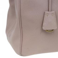 Pre Owned Prada Blush Pink Saffiano Lux Leather Large Double Zip Tote
