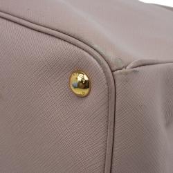 Pre Owned Prada Blush Pink Saffiano Lux Leather Large Double Zip Tote