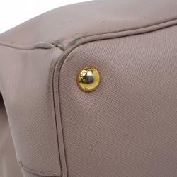Pre Owned Prada Blush Pink Saffiano Lux Leather Large Double Zip Tote
