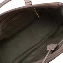 Pre Owned Prada Blush Pink Saffiano Lux Leather Large Double Zip Tote