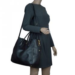 Pre Owned حقيبة شوبر برادا جلد فيتيلو ديانو أسود