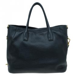 Pre Owned حقيبة شوبر برادا جلد فيتيلو ديانو أسود