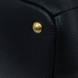 Pre Owned حقيبة شوبر برادا جلد فيتيلو ديانو أسود