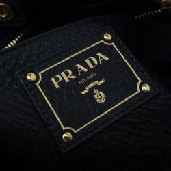 Pre Owned حقيبة شوبر برادا جلد فيتيلو ديانو أسود