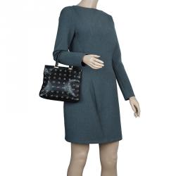 Pre Owned Prada Black Lambskin Grommet Tote