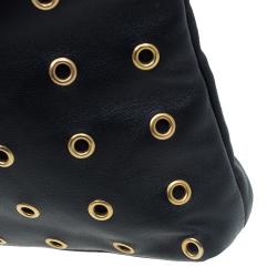 Pre Owned Prada Black Lambskin Grommet Tote