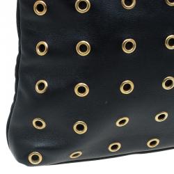 Pre Owned Prada Black Lambskin Grommet Tote
