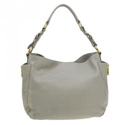 Pre Owned Prada Beige Vitello Daino Double Zip Pocket Hobo