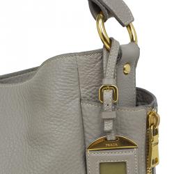 Pre Owned Prada Beige Vitello Daino Double Zip Pocket Hobo