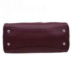 Pre Owned Prada Burgundy Vitello Daino Leather Bowling Bag