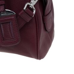 Pre Owned Prada Burgundy Vitello Daino Leather Bowling Bag
